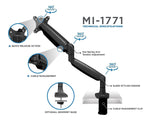 Mount-It! Height Adjustable Single Monitor Desk Mount Arm for 13"-32" Monitors (MI-1771B)