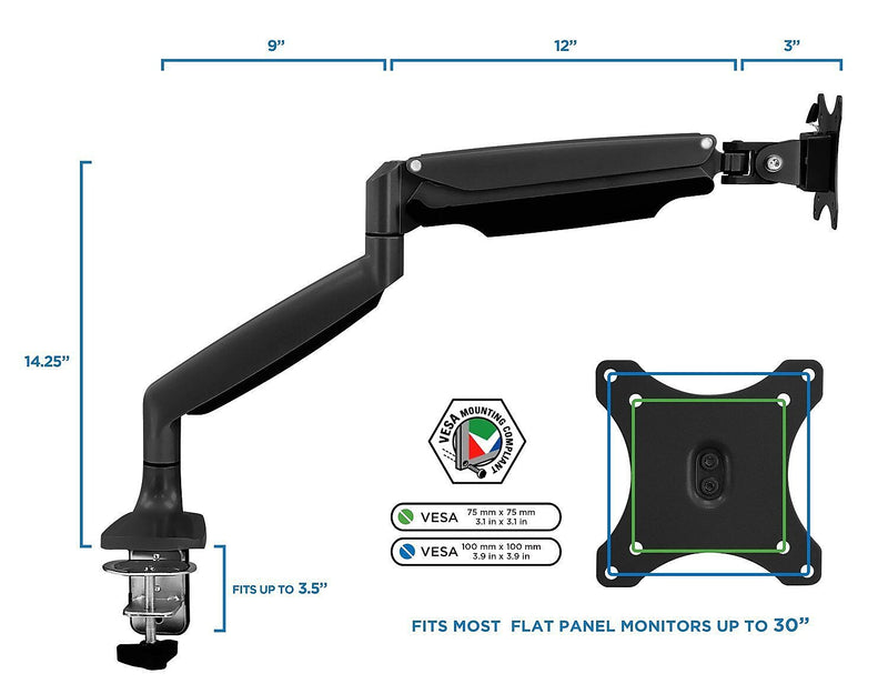 Mount-It! Height Adjustable Single Monitor Desk Mount Arm for 13"-32" Monitors (MI-1771B)