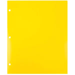 JAM Paper Heavy Duty 3 Hole Punch Two-Pocket Plastic Folders, Yellow, 6/Pack (383HHPYEB)