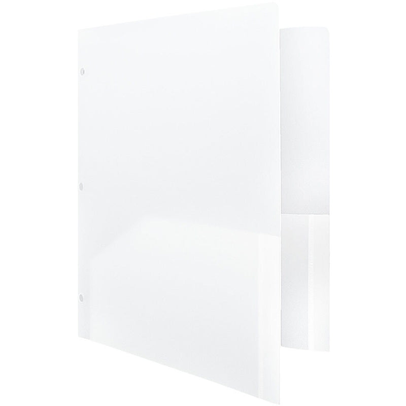 JAM Paper Heavy Duty 3-Hole Punched 2-Pocket Folder, Clear, 6/Pack (383HHPclb)