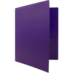 JAM Paper Heavy Duty 3 Hole Punch Two-Pocket Plastic Folders, Purple, 6/Pack (383HHPPUB)