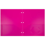 JAM Paper Heavy Duty 3 Hole Punch Two-Pocket Plastic Folders, Fuchsia Pink, 6/Pack (383HHPFUB)