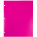 JAM Paper Heavy Duty 3 Hole Punch Two-Pocket Plastic Folders, Fuchsia Pink, 6/Pack (383HHPFUB)
