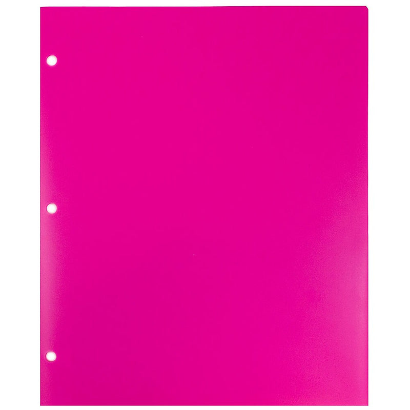 JAM Paper Heavy Duty 3 Hole Punch Two-Pocket Plastic Folders, Fuchsia Pink, 6/Pack (383HHPFUB)