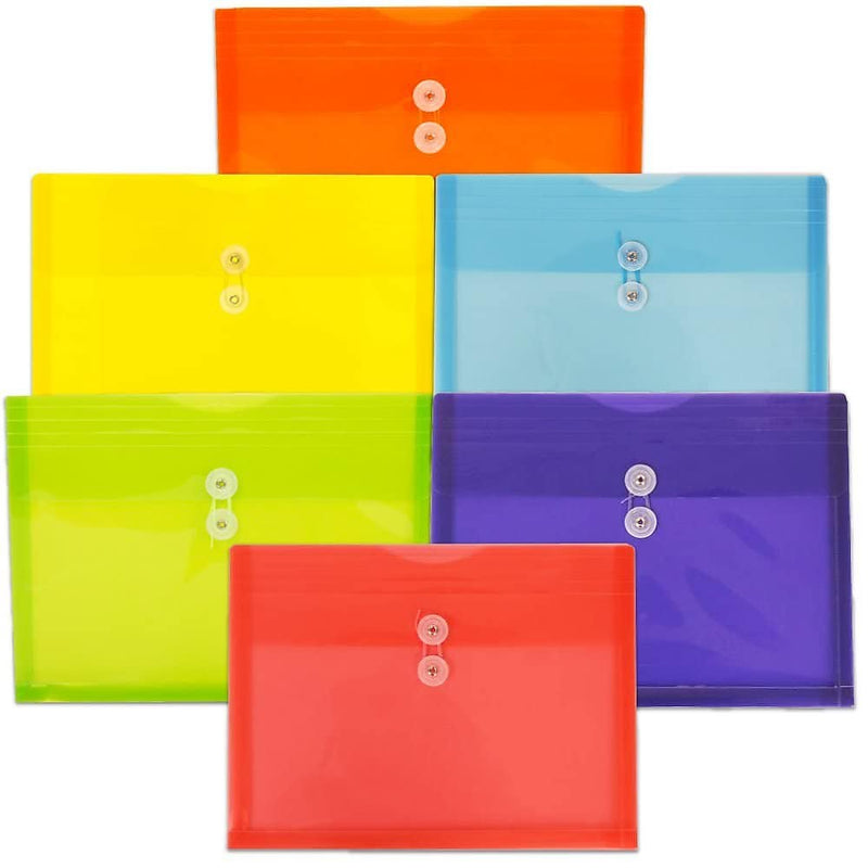 JAM Paper Standard Plastic Filing Envelope, Letter, Assorted Colors, 6/Pack (218B1RGBOYP)