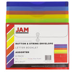 JAM Paper Standard Plastic Filing Envelope, Letter, Assorted Colors, 6/Pack (218B1RGBOYP)