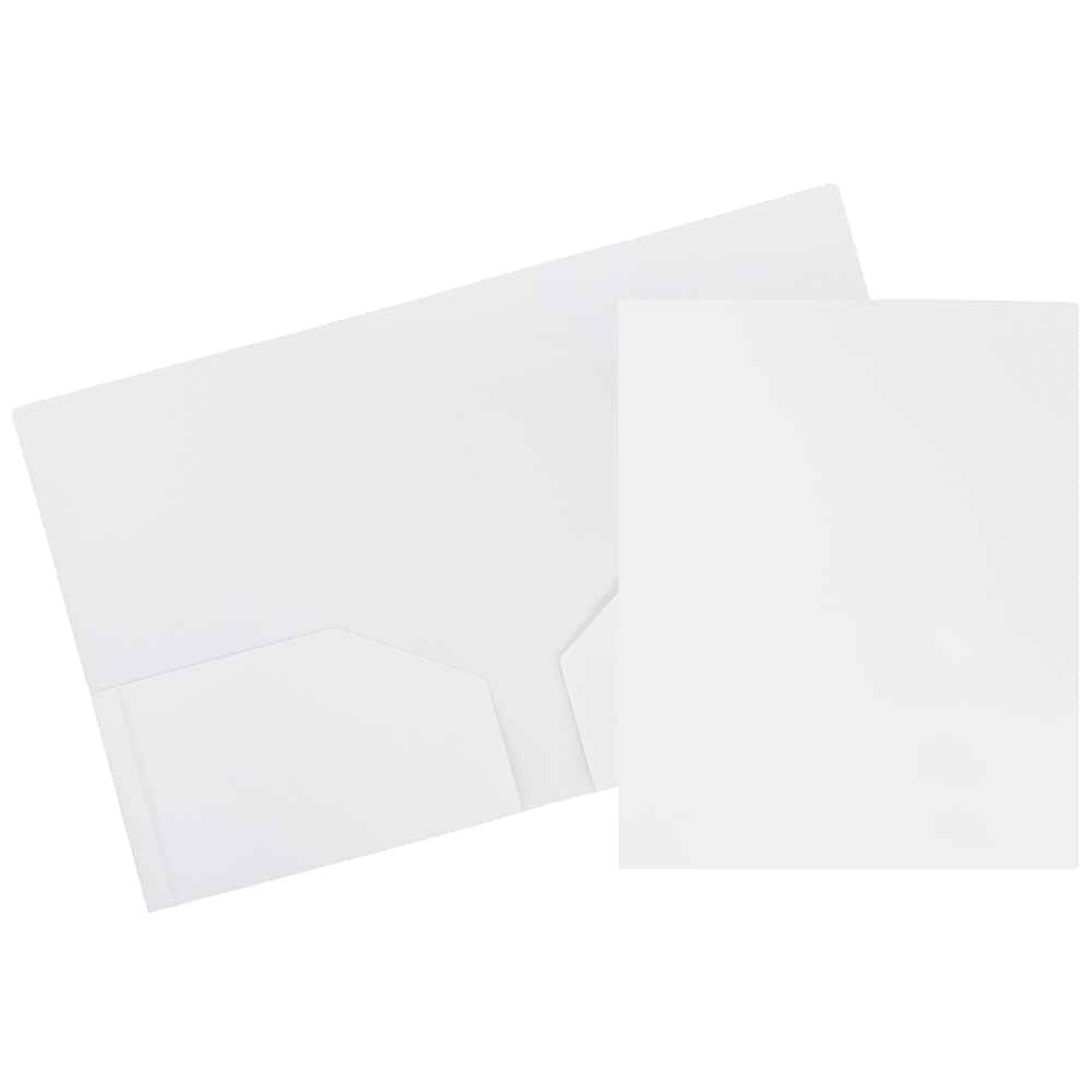 JAM Paper Heavy Duty Two-Pocket Plastic Folders, White, 6/Pack (383HWHD)