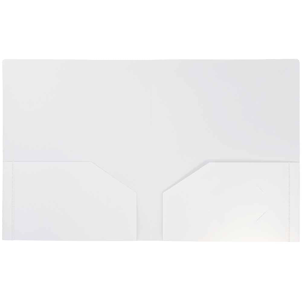 JAM Paper Heavy Duty Two-Pocket Plastic Folders, White, 6/Pack (383HWHD)