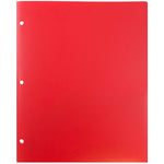 JAM Paper Heavy Duty 3 Hole Punch Two-Pocket Plastic Folders, Red, 108/Pack (383HHPREA)