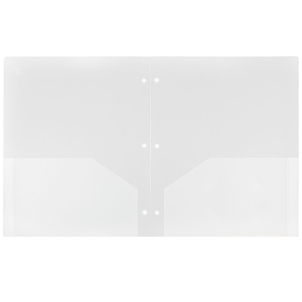 JAM Paper Heavy Duty 3 Hole Punch Two-Pocket Plastic Folders, Clear, 108/Pack (383HHPCLA)