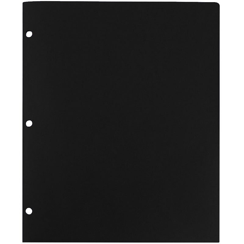 JAM Paper Heavy Duty 3 Hole Punch Two-Pocket Plastic Folders, Black, 108/Pack (383HHPBUA)