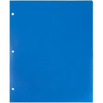 JAM Paper Heavy Duty 3 Hole Punch Two-Pocket Plastic Folders, Blue, 6/Pack (383HPBBUB)