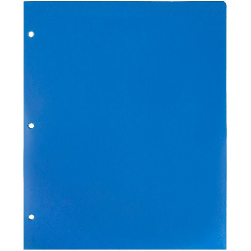 JAM Paper Heavy Duty 3 Hole Punch Two-Pocket Plastic Folders, Blue, 6/Pack (383HPBBUB)