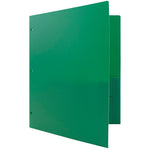JAM Paper Heavy Duty 3 Hole Punched 2 Pocket Plastic Folders, Green, 108/pack (383HHPGRA)