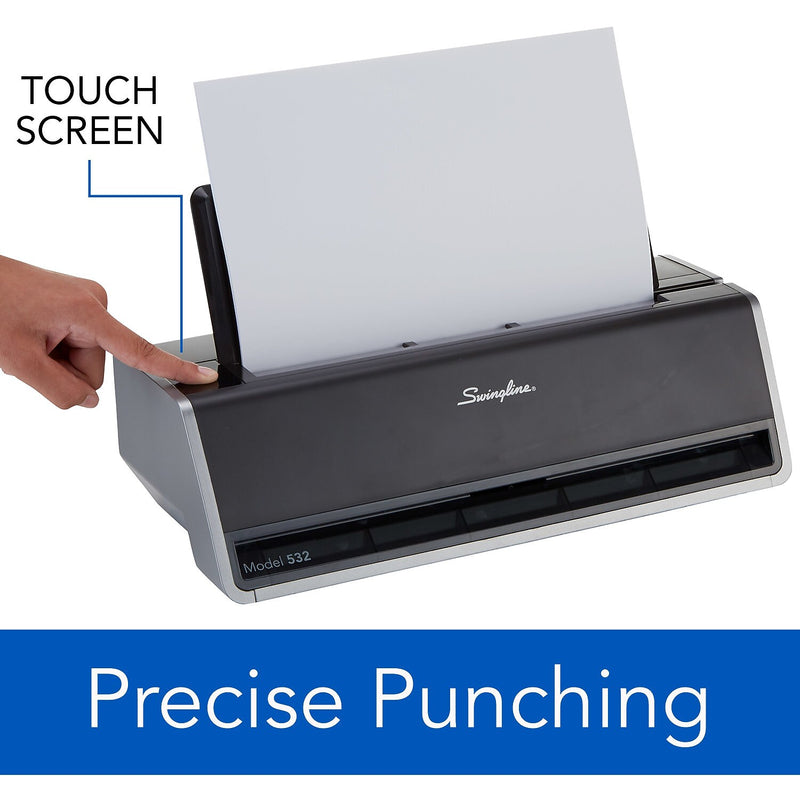 Swingline Commercial Electric Desktop 2-Hole Punch, 28 Sheet Capacity, Black & Gray (74532)