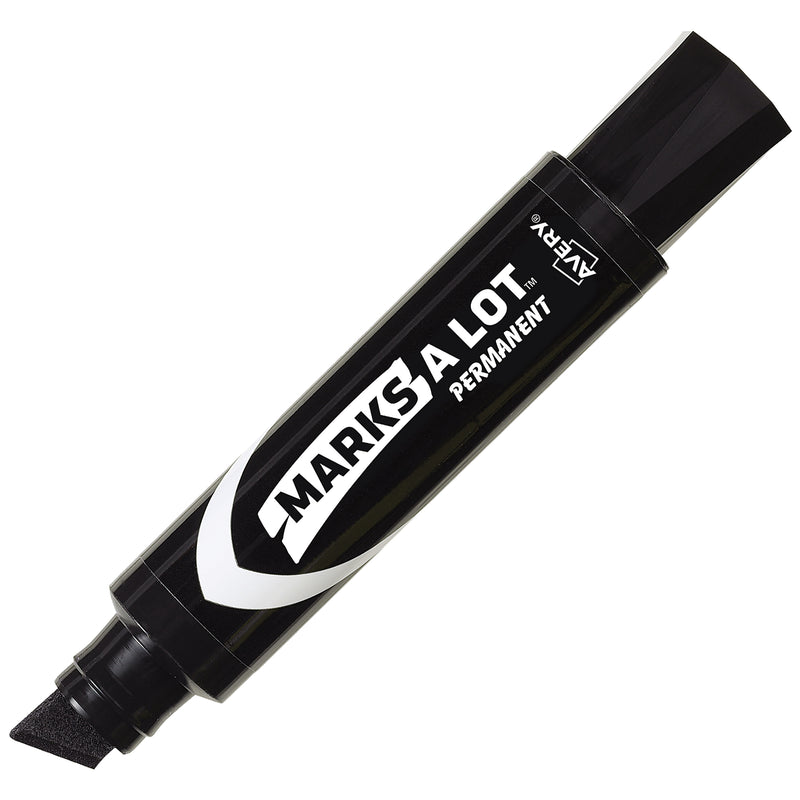 Avery Marks A Lot Jumbo Tank Permanent Markers, Chisel Tip, Black, 12/Pack (24148)