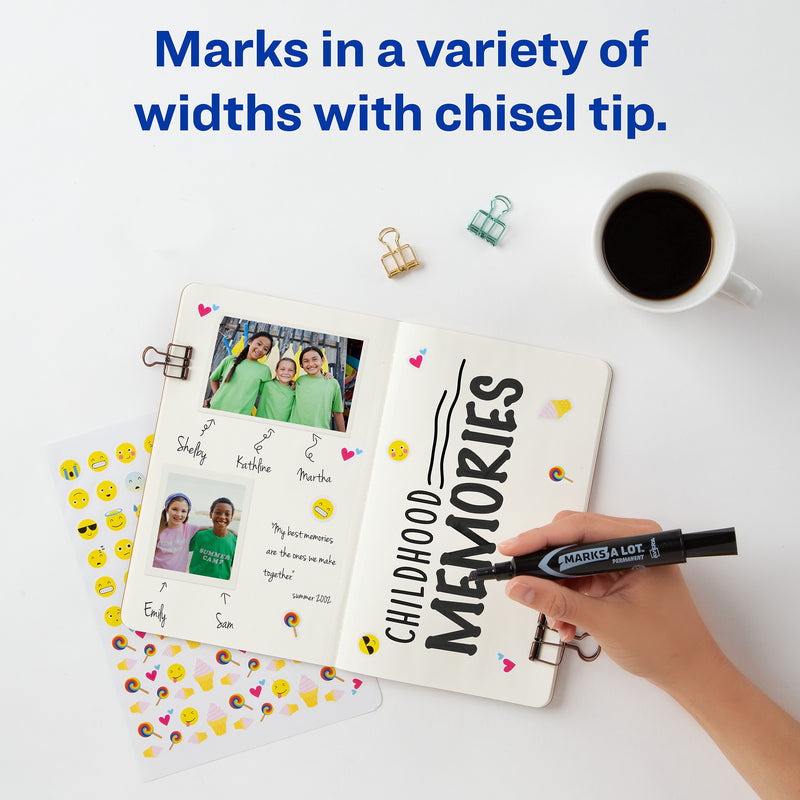 Avery Marks A Lot Tank Permanent Markers, Chisel Tip, Black, 12/Pack (7888)