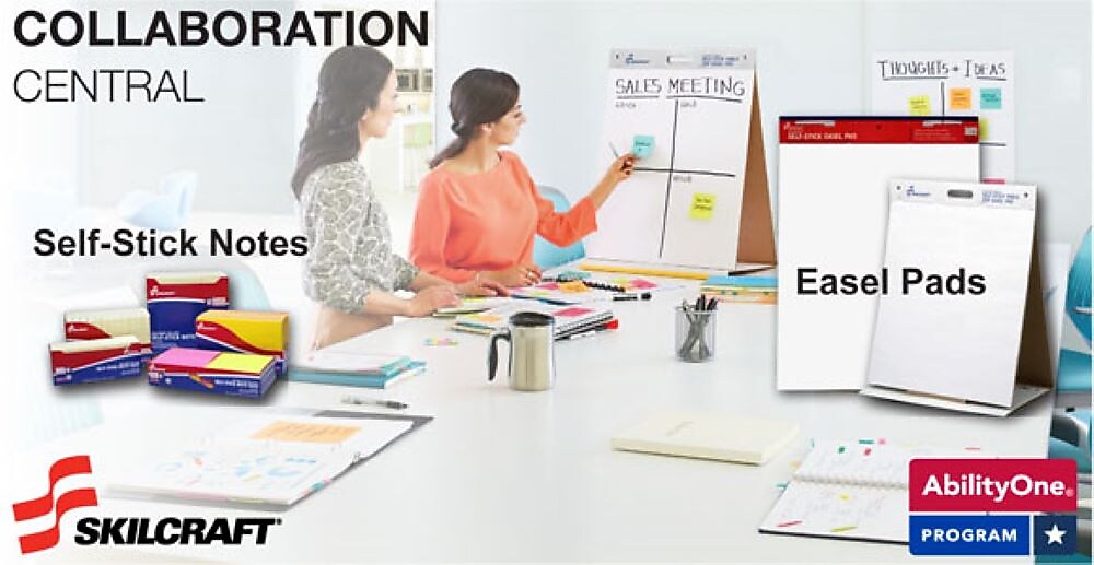 AbilityOne Skilcraft Recycled Notes, 4" x 6", Yellow, Lined, 100 Sheet/Pad, 12 Pads/Pack (7530012733755)