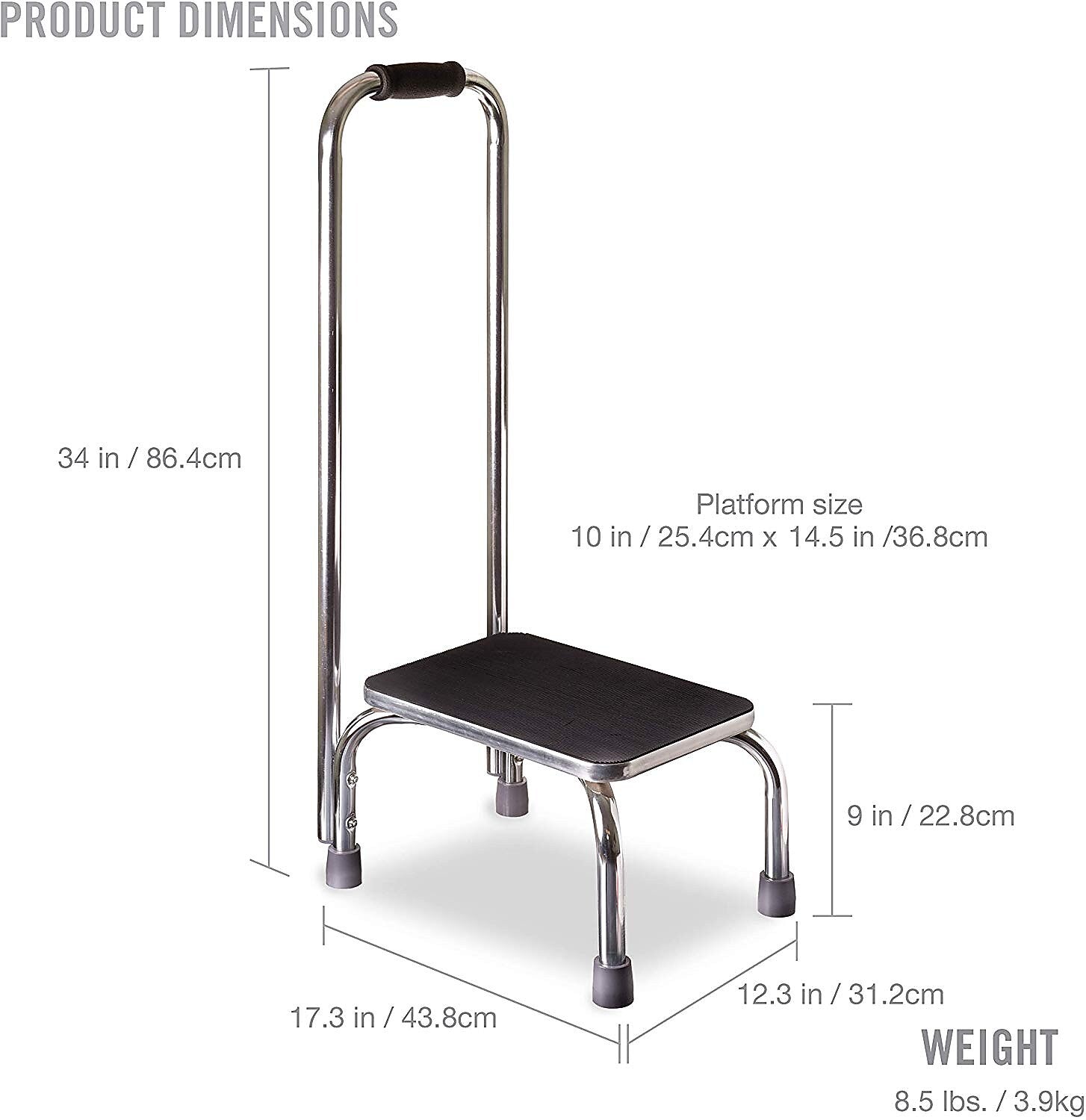 Briggs Healthcare Duro-Med Steel Step Stool, 300lb. Capacity, Black (539-1902-0099)