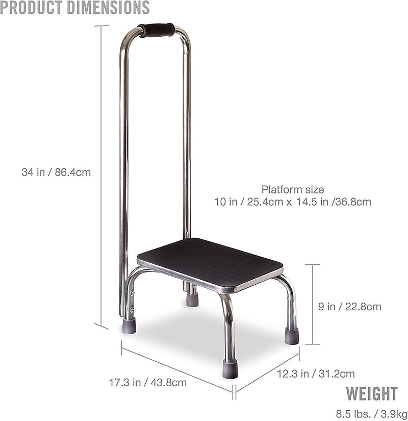 Briggs Healthcare Duro-Med Steel Step Stool, 300lb. Capacity, Black (539-1902-0099)