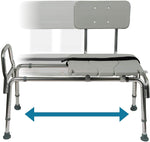 DMI® 19" - 23" x 19" Heavy-Duty Sliding Transfer Bench with Cut-Out Seat, White (522-1734-1900)