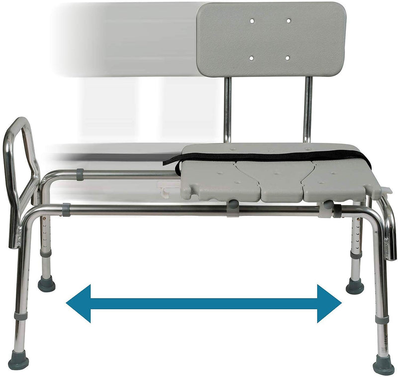DMI® 19" - 23" x 19" Heavy-Duty Sliding Transfer Bench with Cut-Out Seat, White (522-1734-1900)