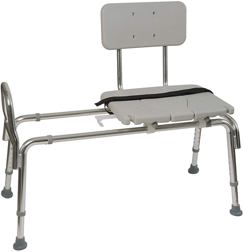 DMI® 19" - 23" x 19" Heavy-Duty Sliding Transfer Bench with Cut-Out Seat, White (522-1734-1900)