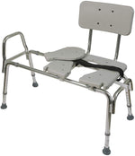 DMI® 19" - 23" x 19" Heavy-Duty Sliding Transfer Bench with Cut-Out Seat, White (522-1734-1900)
