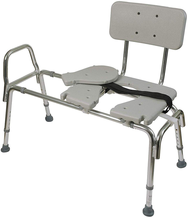 DMI® 19" - 23" x 19" Heavy-Duty Sliding Transfer Bench with Cut-Out Seat, White (522-1734-1900)