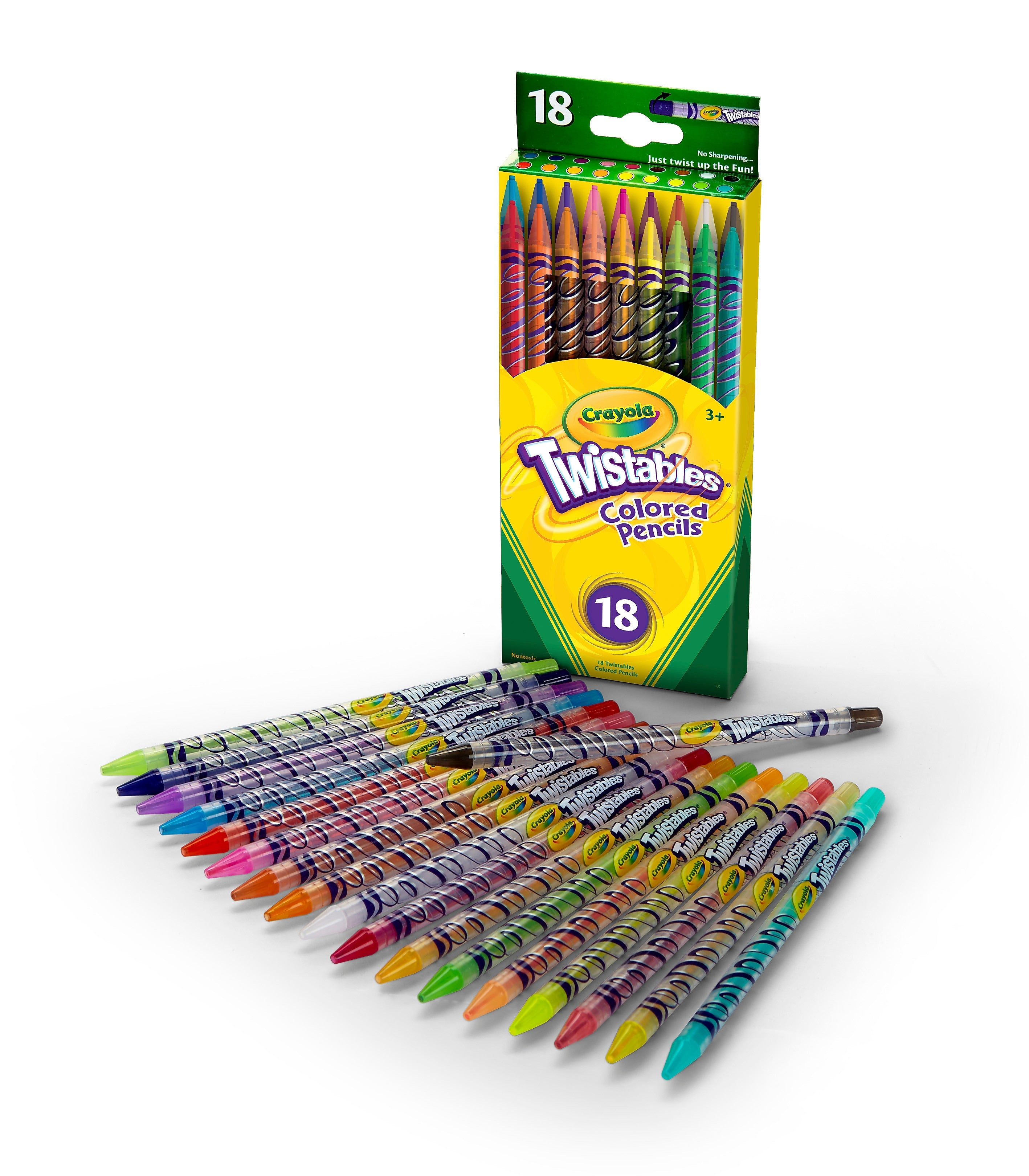 Crayola Twistable Kids' Colored Pencils, Assorted Colors, 18/Pack (68-7418)