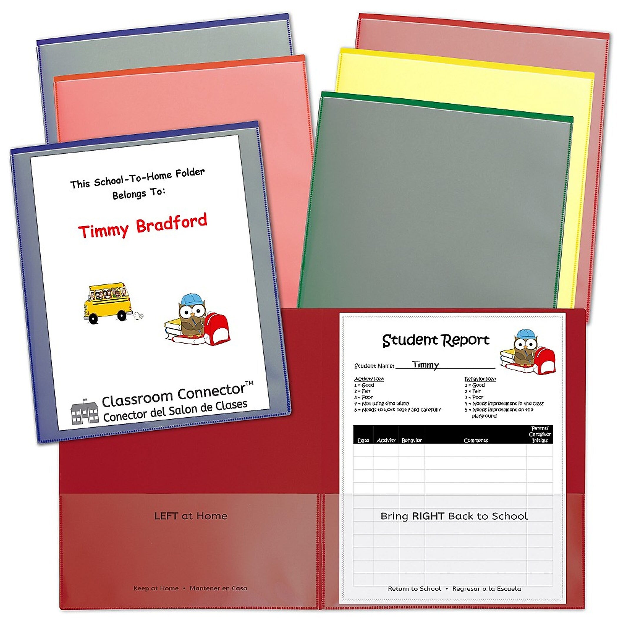 C-Line Plastic Classroom Connector School-To-Home Folder, 11.75" x 9.44", Assorted Colors, 6/Pack (CLI32010)