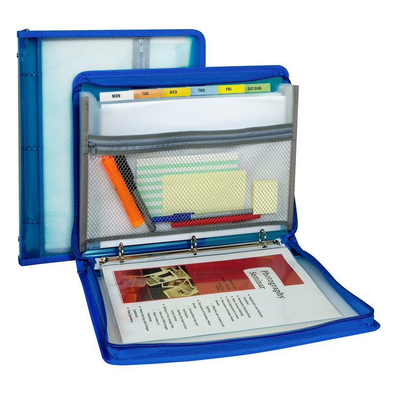 C-Line 1" 3-Ring Zipper Binders, Blue (CLI48115)