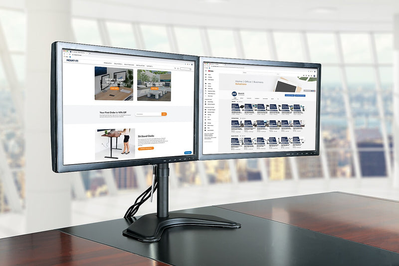 Mount-It! Adjustable Dual Stand, Up to 32" Monitors, Black (MI-2781B)
