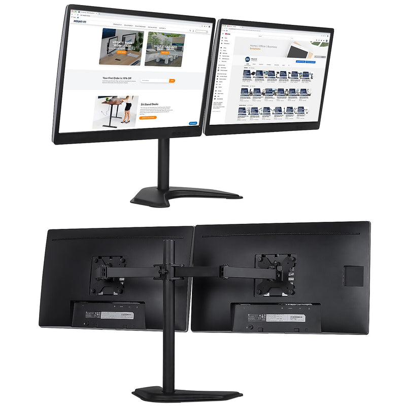 Mount-It! Adjustable Dual Stand, Up to 32" Monitors, Black (MI-2781B)