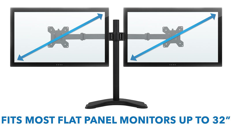 Mount-It! Adjustable Dual Stand, Up to 32" Monitors, Black (MI-2781B)