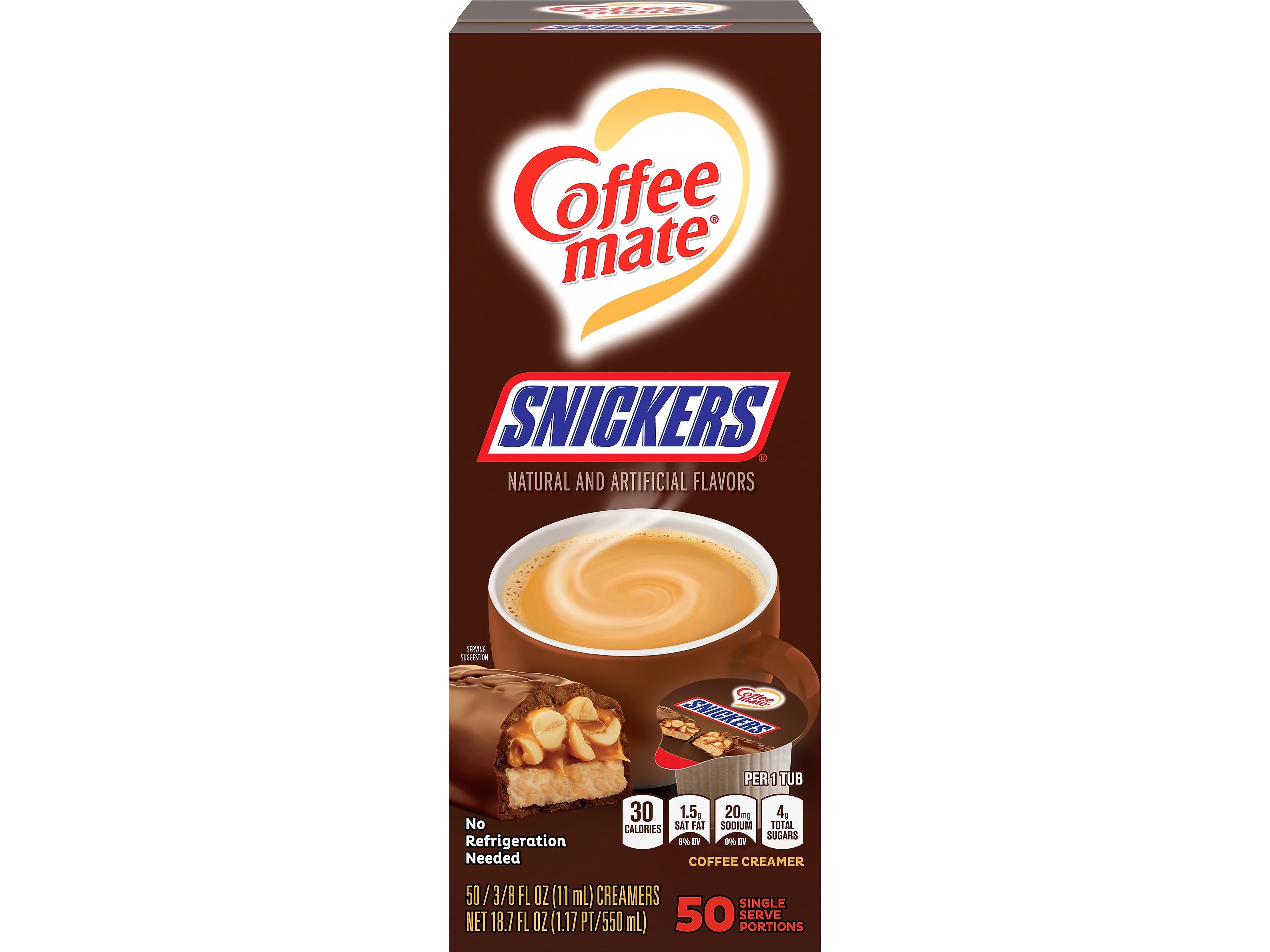 Coffee mate Snickers Liquid Creamer, 0.37 oz., 50/Box (61425)