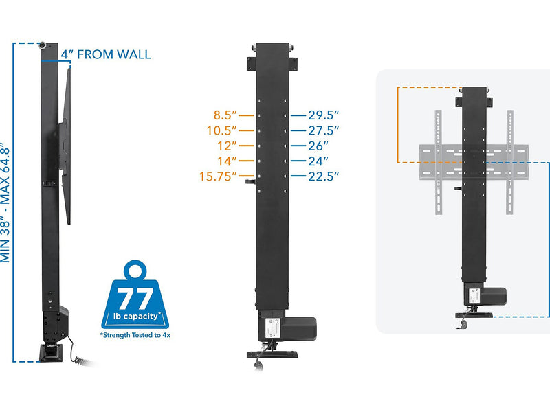 Mount-It! Motorized Cabinet Lift TV Mount, 77 lbs. Max. (MI-453)