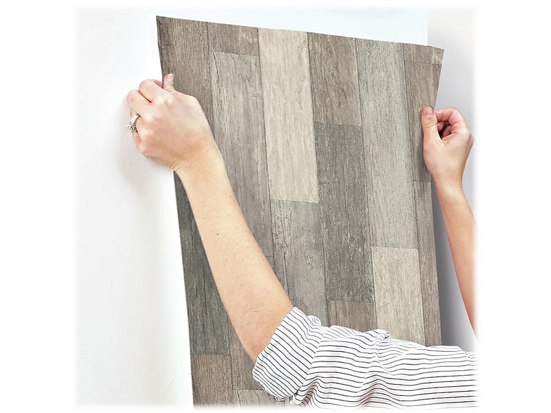 York Wallcoverings B31-Peel & Stick Wallpaper, Weathered Wood Plank, Vinyl, 20.5" x 16.5' (RMK10841WP)