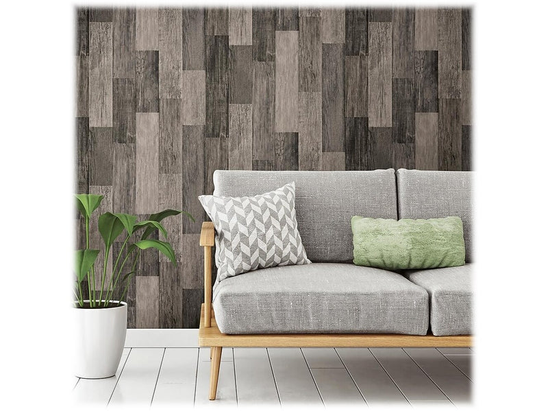 York Wallcovering B31-Peel & Stick Wallpaper, Weathered Wood Plank, Vinyl, 20.5" x 16.5' (RMK11210WP)