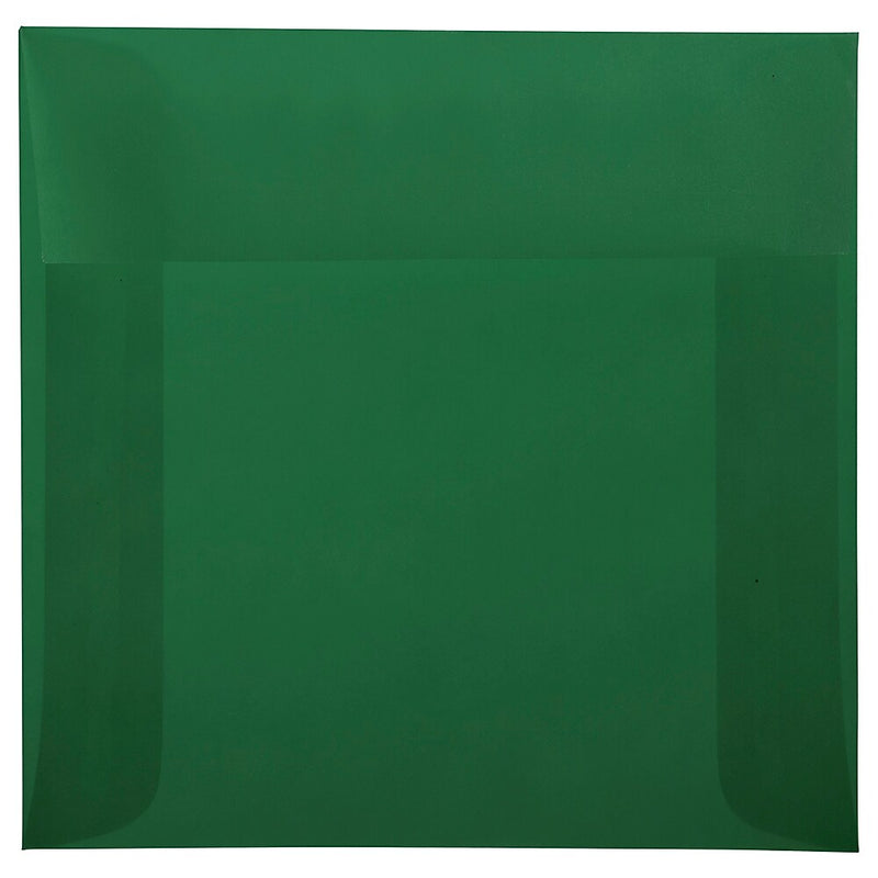 JAM Paper 6 x 6 Square Translucent Vellum Invitation Envelopes, Racing Green, 25/Pack (1591938)