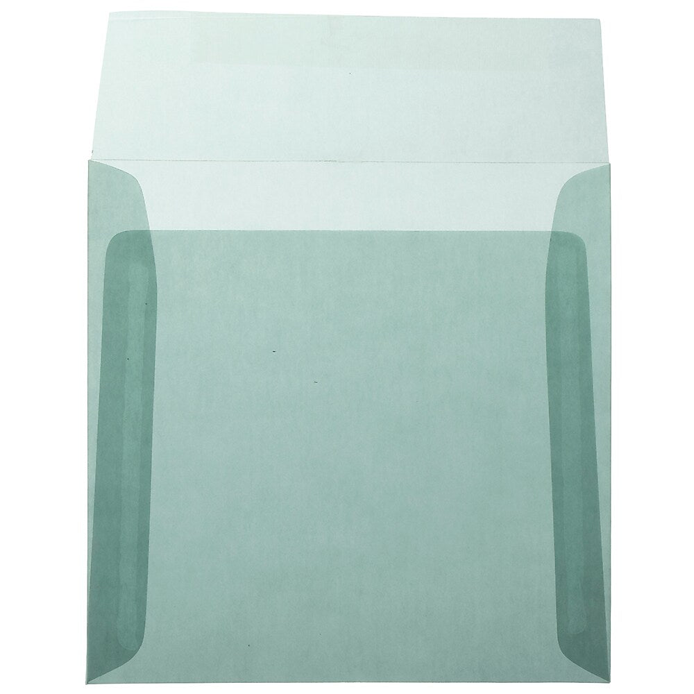 JAM Paper 6.5 x 6.5 Square Translucent Vellum Invitation Envelopes, Ocean Blue, 25/Pack (1592117)