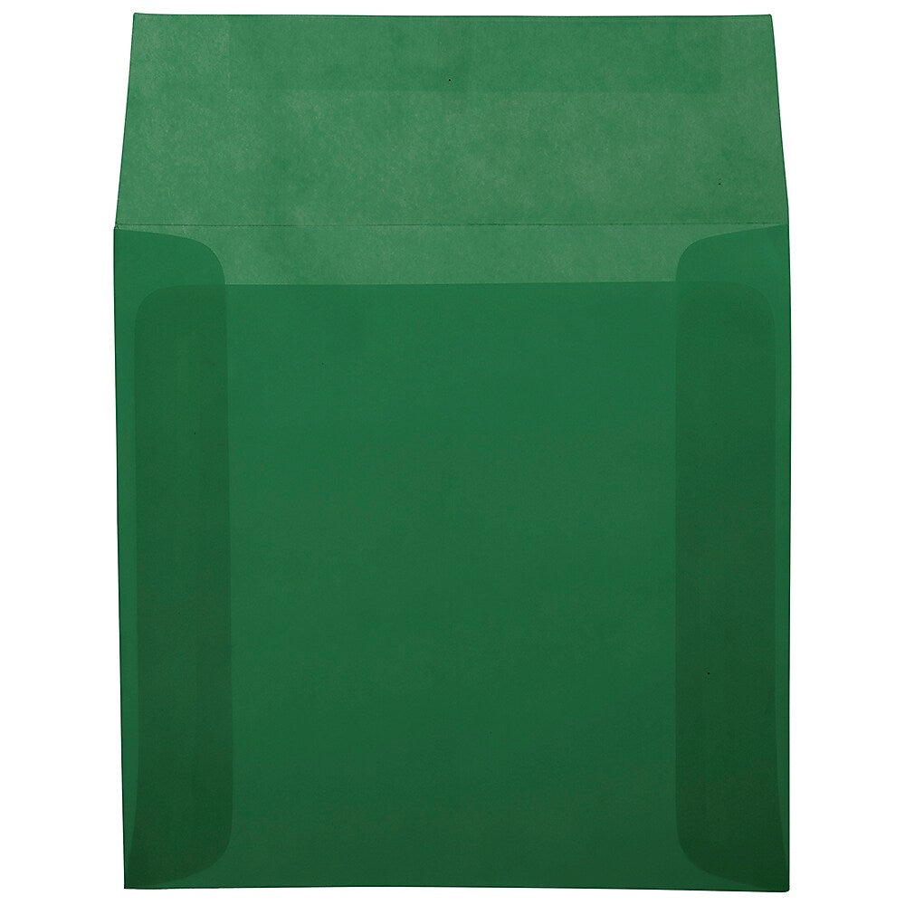 JAM Paper 6 x 6 Square Translucent Vellum Invitation Envelopes, Racing Green, 25/Pack (1591938)