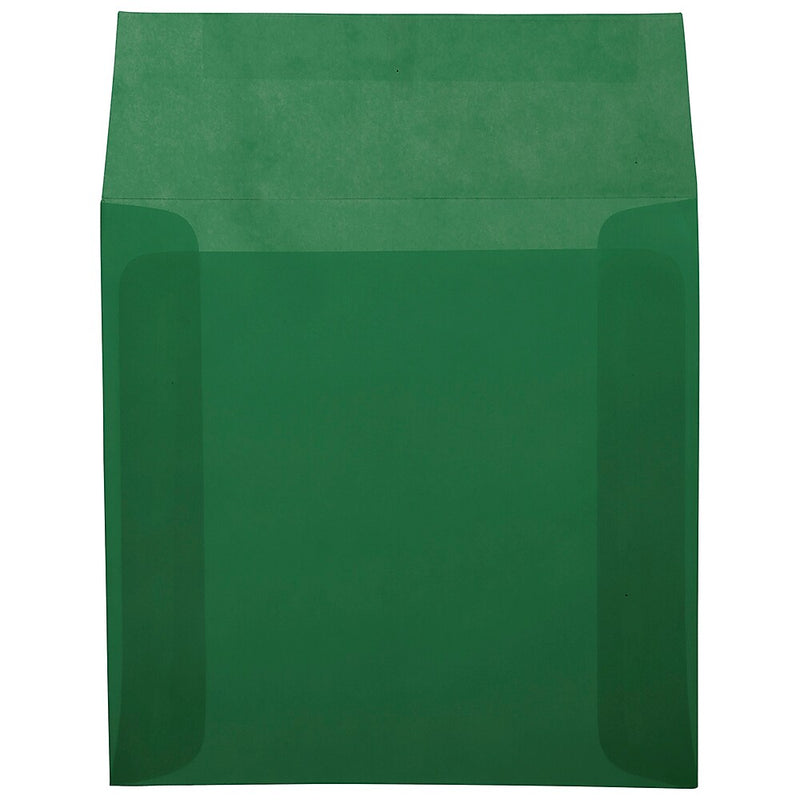 JAM Paper 6 x 6 Square Translucent Vellum Invitation Envelopes, Racing Green, 25/Pack (1591938)