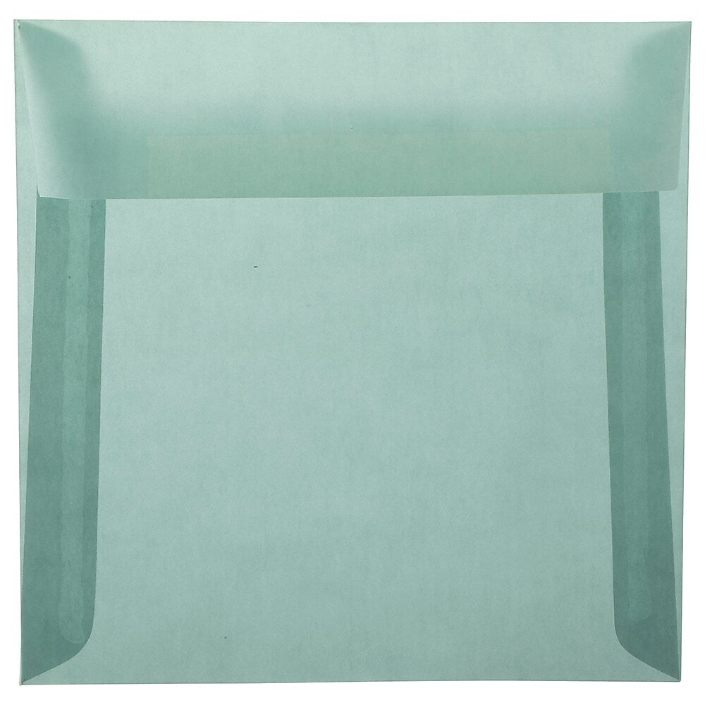 JAM Paper 6.5 x 6.5 Square Translucent Vellum Invitation Envelopes, Ocean Blue, 25/Pack (1592117)