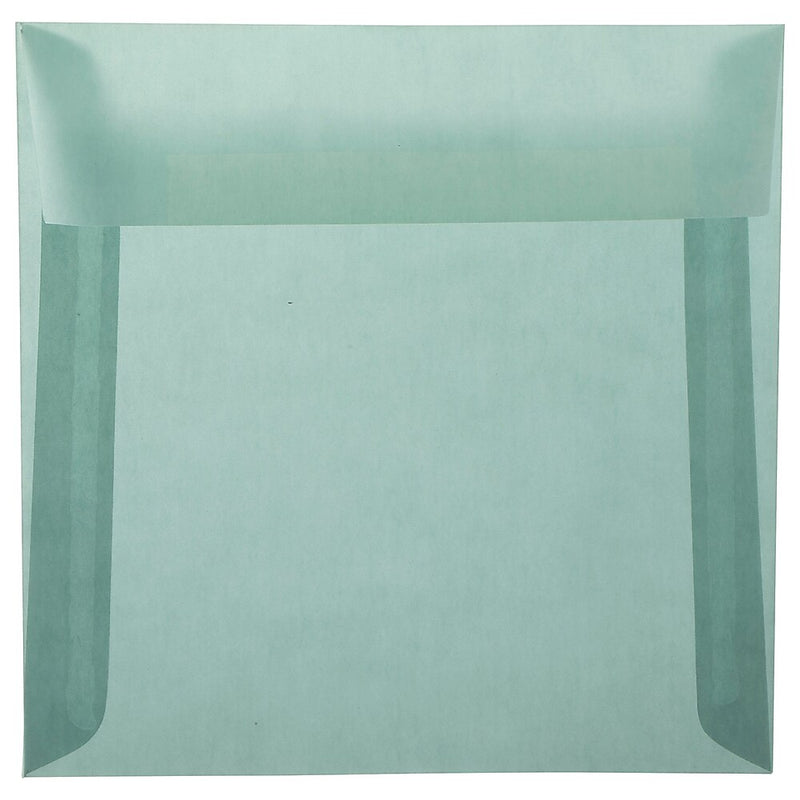 JAM Paper 6.5 x 6.5 Square Translucent Vellum Invitation Envelopes, Ocean Blue, 25/Pack (1592117)