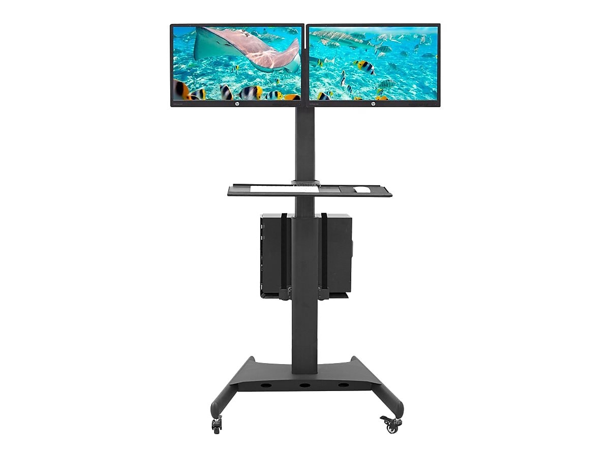 Mount-It! Metal Mobile A/V Cart with Swivel Wheels, Black (MI-7986)