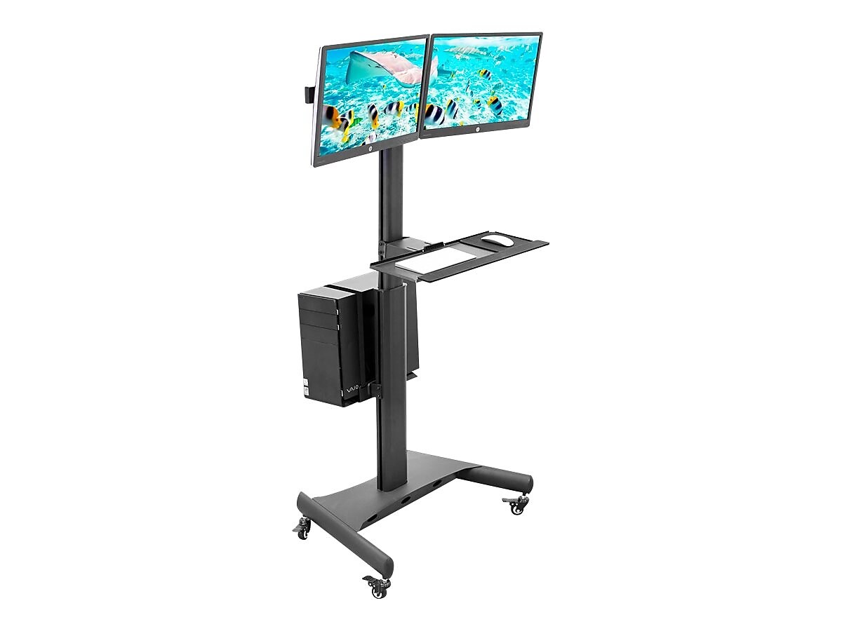Mount-It! Metal Mobile A/V Cart with Swivel Wheels, Black (MI-7986)