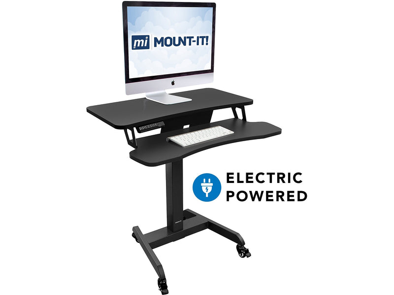 Mount-It! Metal Mobile Presentation Cart with Lockable Wheels, Black (MI-7982)