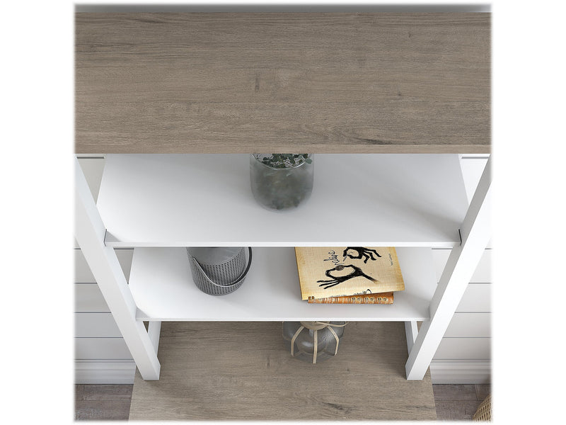 Bush Furniture Mayfield 66" 2-Shelf Bookcase, Pure White/Shiplap Gray (MAY018GW2)