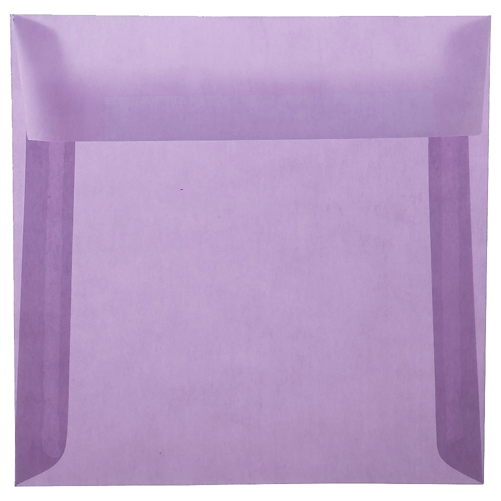 JAM Paper 6.5" x 6.5" Square Translucent Vellum Invitation Envelopes, Purple, 100/Pack (2812713B)